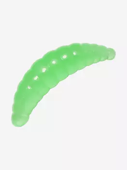 Силикон TROUT LURE (SANSAN) в банке, MAGGOT 40, СЫР, COL. 108 (Clear Green/Green Glow), (10шт), Зеленый