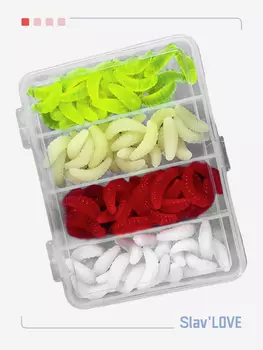 Силиконовые приманки для рыбалки Slav'LOVE 100 штук личинки всесезонные, Мультицвет