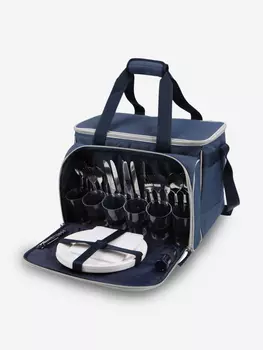 Синяя сумка-холодильник 4100 с набором посуды на 6 чел, Синий