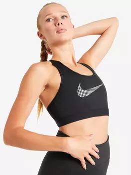 Спортивный топ бра Nike Dri-FIT Swoosh, Черный, размер 48-50