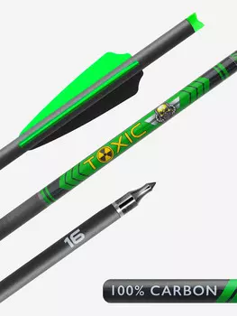 Стрела арбалетная карбоновая Centershot Toxic Carbon 16" Half Moon Nock (6шт.), Черный