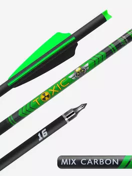 Стрела арбалетная микс карбон Centershot Toxic 16" Half Moon Nock (6шт.), Черный