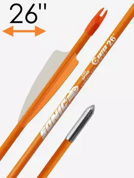 Стрела лучная фибергласс Centershot Sonic 26" оперение Parabolic 3" оранжевая (12шт.), Оранжевый
