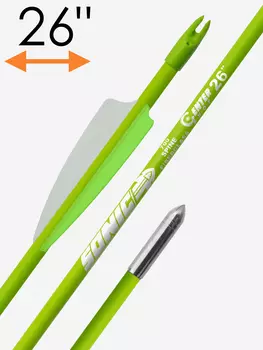 Стрела лучная фибергласс Centershot Sonic 26" оперение Parabolic 3" зеленая (12шт.), Зеленый