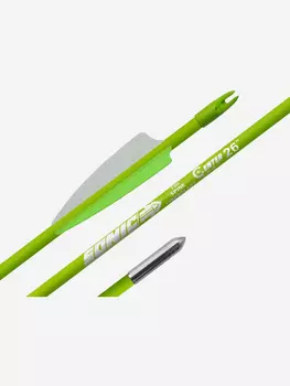 Стрела лучная фибергласс Centershot Sonic 26" оперение Parabolic 3" зеленая, Зеленый