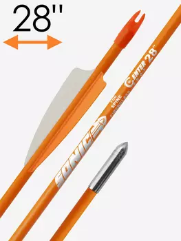 Стрела лучная фибергласс Centershot Sonic 28" оперение Parabolic 3" оранжевая (12шт.), Оранжевый