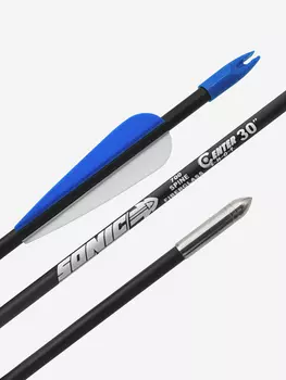 Стрела лучная фибергласс Centershot Sonic 30" оперение Parabolic 3" (12 шт.), Черный