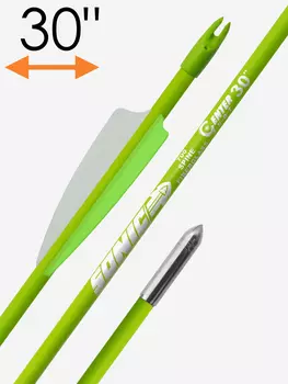 Стрела лучная фибергласс Centershot Sonic 30" оперение Parabolic 3" зеленая (12шт.), Зеленый