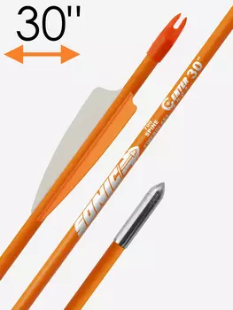 Стрела лучная фибергласс Centershot Sonic 30" оперение Parabolic 3" оранжевая (12шт.), Оранжевый