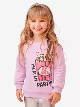 Свитшот для девочки со спущенным рукавом и манжетами розовый Button Blue, Розовый