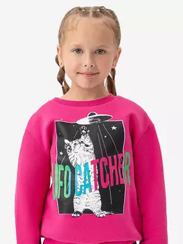 Свитшот для девочки со спущенным рукавом и манжетами розовый Button Blue, Розовый