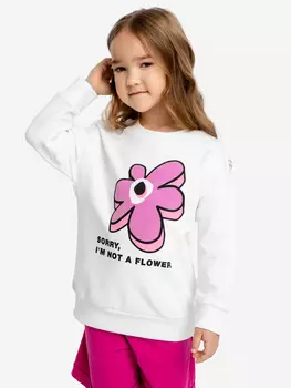 Свитшот оверсайз с принтом белый для девочки Button Blue, Белый