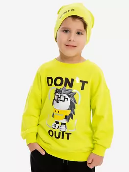 Свитшот оверсайз с принтом салатовый для мальчика Button Blue, Зеленый