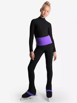 Термобрюки с широким поясом на завышенной талии для фигурного катания IceDress, Черный