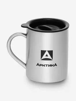 Термокружка невакуумная с двойными стенками, с крышкой для защиты от пыли, объем 350 мл., Серебряный