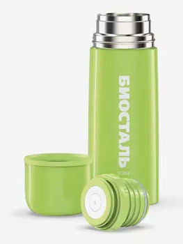 Термос Биосталь Flr 350 мл, пробка с кнопкой, Зеленый