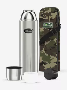 Термос Биосталь Охота 1200 мл с чехлом, Серебряный