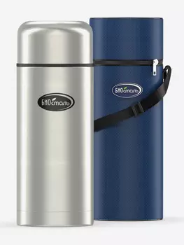 Термос для еды Биосталь 1200 мл с чехлом, Серебряный