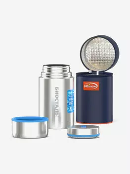 Термос для еды Биосталь Авто 1000 мл с термочехлом, Серебряный