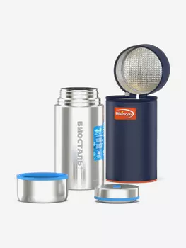 Термос для еды Биосталь Авто 1200 мл с термочехлом, Серебряный