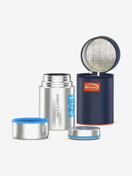 Термос для еды Биосталь Авто 800 мл с термочехлом, Серебряный