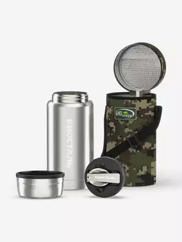 Термос для еды Биосталь Охота 750 мл, с чехлом и ложкой, Серебряный