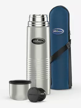 Термос для напитков Биосталь 1000 мл с чехлом, Серебряный