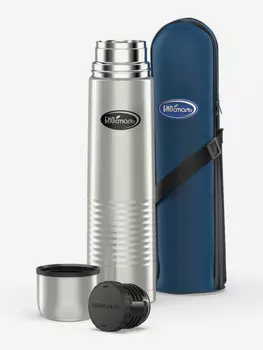 Термос для напитков Биосталь 1200 мл с чехлом, Серебряный