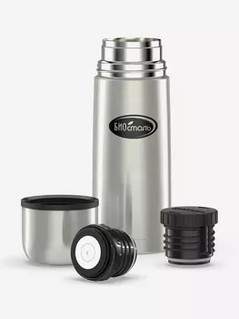 Термос для напитков Биосталь 350 мл, 2 пробки, Серебряный