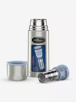 Термос для напитков Биосталь 350 мл, пробка с ситечком, Серебряный