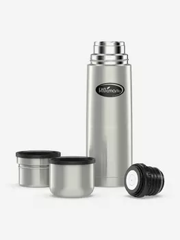 Термос для напитков Биосталь 750 мл, 2 чашки, Серебряный