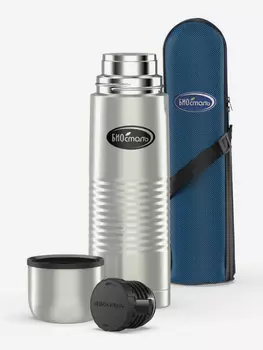 Термос для напитков Биосталь 750 мл с чехлом, Серебряный