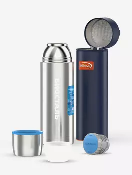 Термос для напитков Биосталь Авто 1000 мл с термочехлом, Серебряный