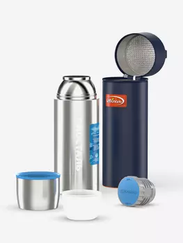 Термос для напитков Биосталь Авто 750 мл с термочехлом, Серебряный