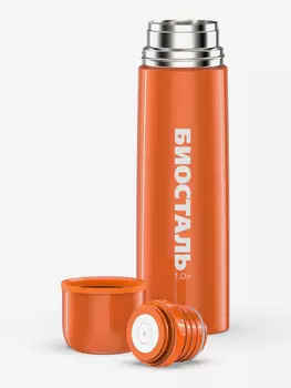 Термос для напитков Биосталь Flr 1000 мл, пробка с кнопкой, Оранжевый