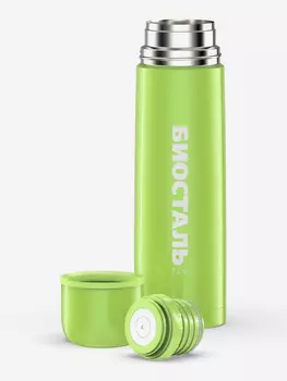 Термос для напитков Биосталь Flr 1000 мл, пробка с кнопкой, Зеленый