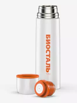 Термос для напитков Биосталь Flr 1000 мл, пробка с кнопкой, Белый