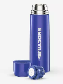 Термос для напитков Биосталь Flr 1000 мл, пробка с кнопкой, Синий