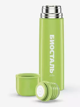 Термос для напитков Биосталь Flr 500 мл, пробка с кнопкой, Зеленый