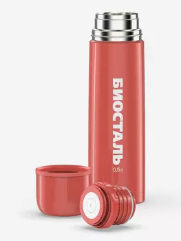 Термос для напитков Биосталь Flr 500 мл, пробка с кнопкой, Красный