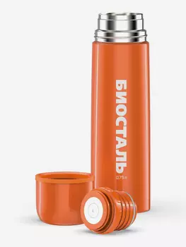 Термос для напитков Биосталь Flr 750 мл, пробка с кнопкой, Оранжевый