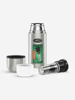 Термос для напитков Биосталь Охота 500 мл, 2 чашки, пробка с ситечком, Серебряный