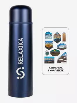 Термос для напитков Relaxika 101, 1000 мл, темно-синий, в подарок стикерпак 7 вершин, Синий