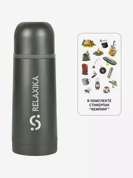 Термос для напитков Relaxika 101 350 мл, в подарок стикерпак Кемпинг, Зеленый
