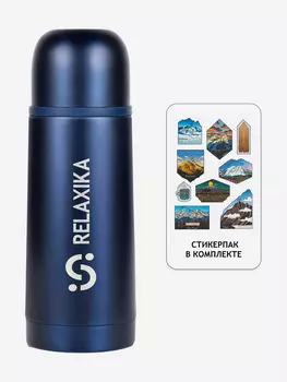 Термос для напитков Relaxika 101, 350 мл, темно-синий, в подарок стикерпак 7 вершин, Синий
