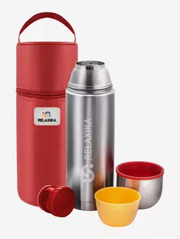 Термос для напитков Relaxika 102 1000 мл, с чехлом, Серебряный