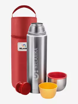 Термос для напитков Relaxika 102 1200 мл с чехлом, Серебряный