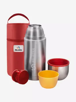 Термос для напитков Relaxika 102 750 мл, с чехлом, Серебряный