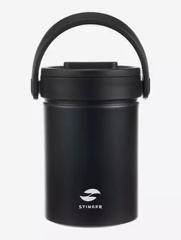 Термос ланч-бокс Stinger, 1,7 л, широкий, сталь, чёрный, три контейнера, 16,1 x 14,9 x 21,5 см, Черный