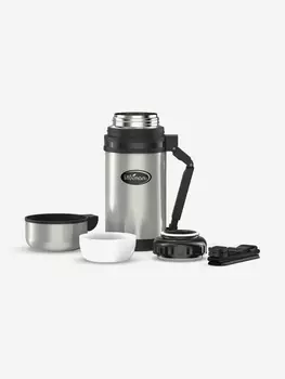 Термос универсальный Биосталь 1200 мл, с ручкой и ремешком, Серебряный